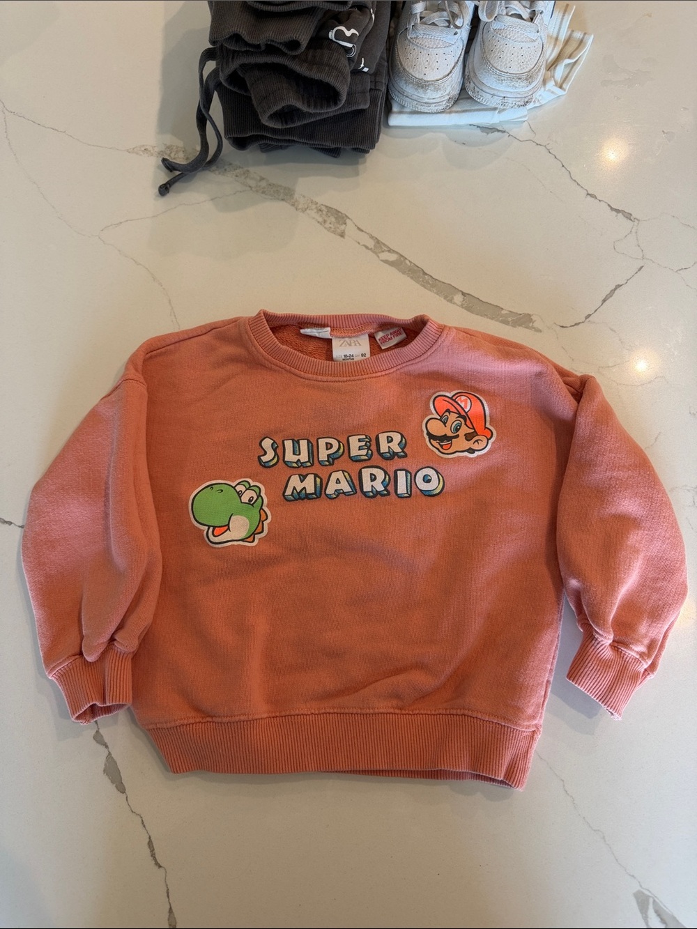 Zara Coral Peach Super Mario Kids Sweatshirt
